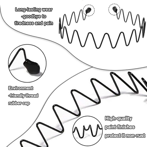 ⚡Men C-New 10pcs Metal Fashion Unisex Wavy Outdoor Simple Elastic Headband - Picture 8 of 9